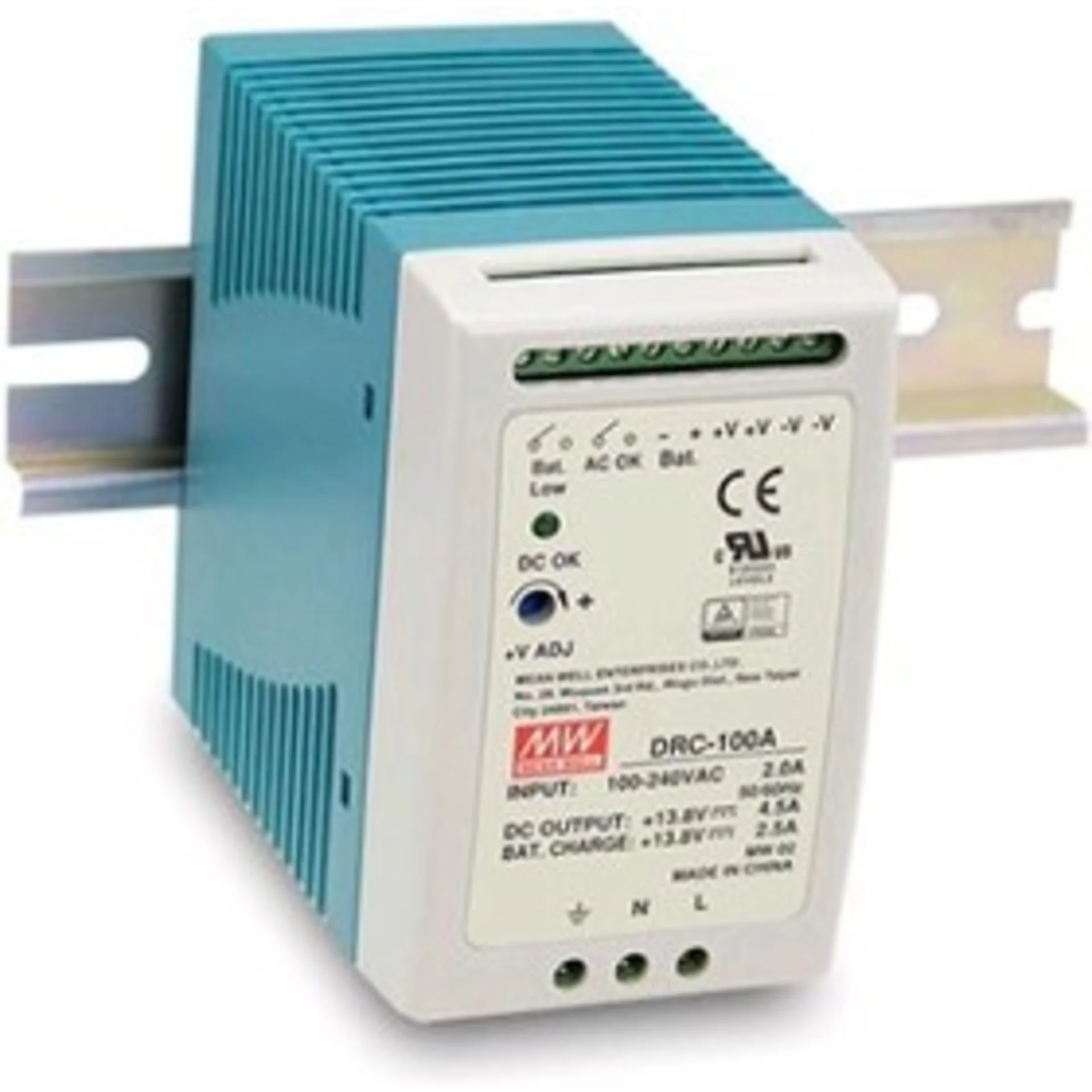 DRC-100A Блок питания c функцией ИБП на DIN-рейку Вых: 13,8В/4,5А; АКБ: 13,8В/2,5А; 100Вт, Mean Well